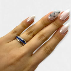 0240-A Anillo Grueso con Cubics Azules Acero Quirúrgico - comprar online