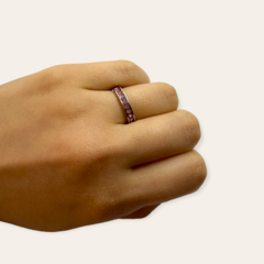 0241-R Anillo con Cubics Rosas Acero Quirúrgico - comprar online