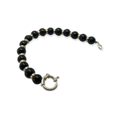 TRI 1 Pulsera Piedras Negras con Cierre Marinero Plata 925 (11 mm)