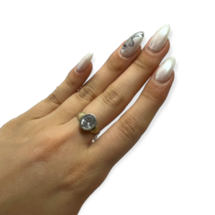 AG215 BL Anillo Piedra Blanca Plata y Oro - comprar online