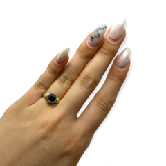 AG214 BL/NE Anillo Piedra - Variedad de colores Plata y Oro en internet