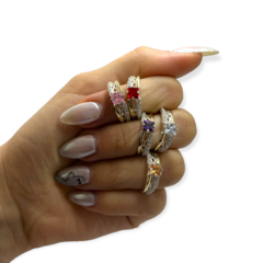 ART 47 Anillo Piedras - Variedad de colores Plata y Oro en internet