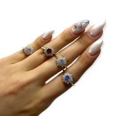 ART 46 Anillo Piedras - Variedad de colores Plata 925 - comprar online