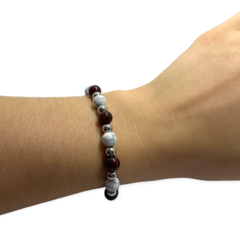 8428 Pulsera Piedras Marrones y Blancas Acero Quirúrgico - comprar online