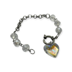 8437 Pulsera Bolitas con Dije Corazon - Variedad de Colores Acero Quirúrgico (9 mm x 18 cm) - Stal Joyas