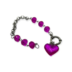 8437 Pulsera Bolitas con Dije Corazon - Variedad de Colores Acero Quirúrgico (9 mm x 18 cm) - comprar online