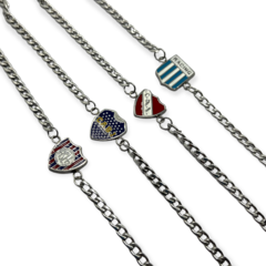 8479 - SL,BO,RA,IN Pulsera Escudos de Futbol Acero Quirúrgico