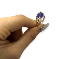 NAR-3 Anillo Piedra Solitaria - Variedad de colores Plata 925 y Oro en internet