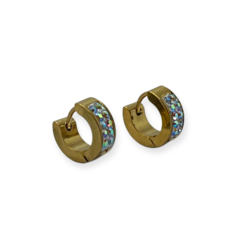 3531 Aros Cubanos con Cubics (10 mm) Acero Quirúrgico Dorado - comprar online