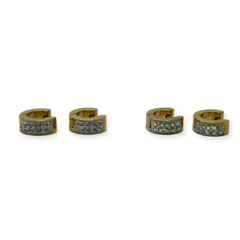 3531 Aros Cubanos con Cubics (10 mm) Acero Quirúrgico Dorado