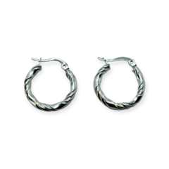 3553-4 Aros Argollas Tramadas Acero Blanco (20 mm)
