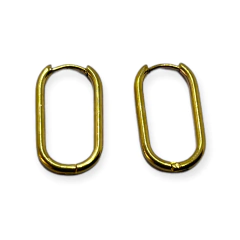 3561-DO Aros Argollas Ovaladas Acero Quirúrgico Dorado (23 x 13 mm)