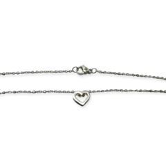 4239-4 Conjunto Cadena y Dije Corazon Acero Blanco