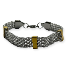 8494-18/21 Pulsera Panther con Apliques (9 mm) Acero Quirúrgico (18 y 21 cm)