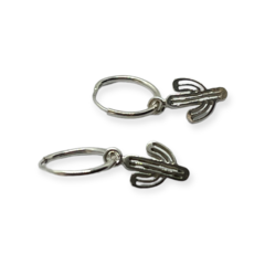 ART 2 Aros Argollas Colgantes Cactus Plata 925