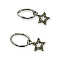 ART 2 Aros Argollas Colgantes Estrella Plata 925