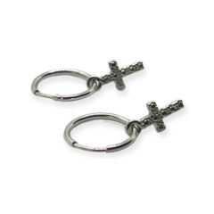 ART 2 Aros Argollas Colgantes Cruz Plata 925