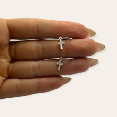 ART 2 Aros Argollas Colgantes Cruz Plata 925 - comprar online
