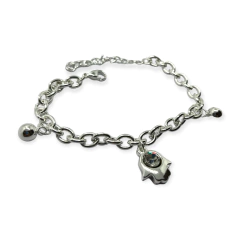 8594 Pulsera con dijes Mano de Fatima Acero Blanco