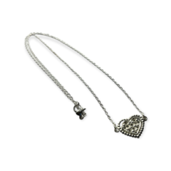 4240-5 Conjunto Dije y Cadena Corazon Acero Blanco
