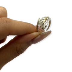 LARA 7 Anillo Hoja Plata y Oro - comprar online