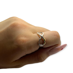 LARA 12 Anillo Infinito Plata y Oro - Stal Joyas