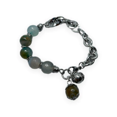 8613 Pulsera Eslabones y Piedras Celestes Acero Quirúrgico