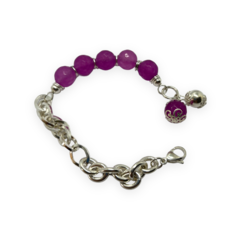 8617 Pulsera Eslabones y Piedras Moradas Acero Blanco - comprar online