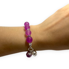 8617 Pulsera Eslabones y Piedras Moradas Acero Blanco en internet