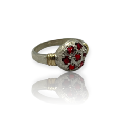 LARA 14 Anillo Frutilla Rojo Plata y Oro