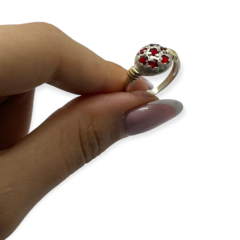 LARA 14 Anillo Frutilla Rojo Plata y Oro - comprar online