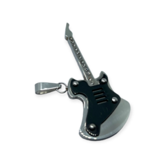 5008 Dije Guitarra Esmaltado Negro Acero Quirúrgico