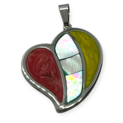 5020 Dije Corazon Nacar y Acrílico Acero Quirúrgico - comprar online
