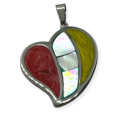 5020 Dije Corazon Nacar y Acrílico Acero Quirúrgico - comprar online