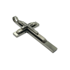 5043 Dije Cruz Premium con Cubics (75 x 45 mm) Acero Quirúrgico - comprar online