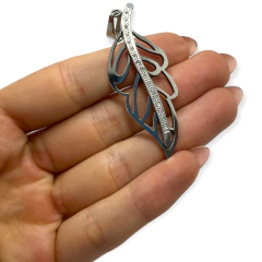 5216 Dije Hoja Colgante con Cubics Acero Quirúrgico - comprar online