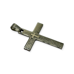 5147 Dije Cruz Padre Nuestro (40 x 30 mm) Acero Quirúrgico