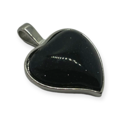 5243 Dije Corazon con Piedras Violeta Oscuro Acero Quirúrgico