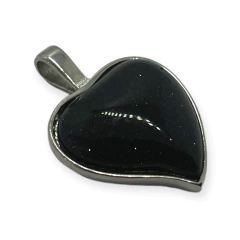 5243 Dije Corazon con Piedras Violeta Oscuro Acero Quirúrgico