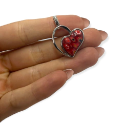 5270 Dije Corazon Murano Rojo Acero Quirúrgico