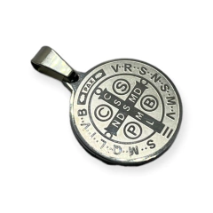 5451-2 Dije Medalla Reversible San Benito (22 mm) Acero Quirúrgico