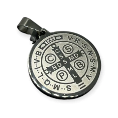 5451-3 Dije Medalla Reversible San Benito (30 mm) Acero Quirúrgico