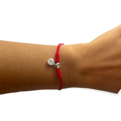 8810 Pulsera Hilo Rojo Bolita Blanca