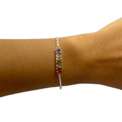 8807-1-2 Pulsera Piedras - Variedad de Colores Acero Blanco en internet