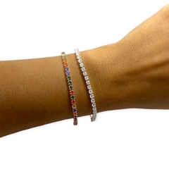 8806-1-2 Pulsera Piedras - Variedad de Colores Acero Blanco