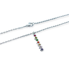 4244-Mu Conjunto Dije Piedras 7 Chakras y Cadena Acero Blanco - comprar online