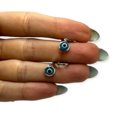 3573-PL Aros Argollas con Dije Ojito Acero Blanco - comprar online
