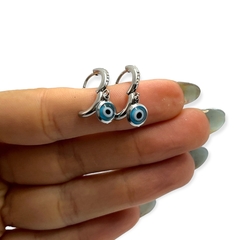 3572 Aros Argollas con Dije Ojito Acero Quirúrgico