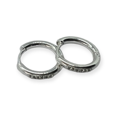 3576-PL Aros Argollas con Cubics (16 mm) Acero Blanco