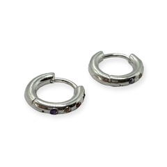 3581-2 Aros Cubanos Piedras Multicolor (12 mm) Acero Blanco - comprar online